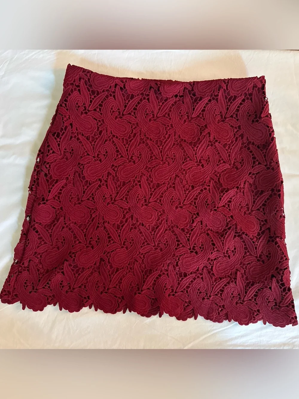 Express Burgundy Lace Mini Skirt